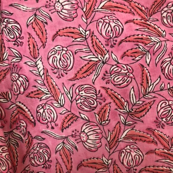 Nesara 100% Organic Cotton Pink Floral Tunic Caftan Kaftan One Size - Picture 4 of 6